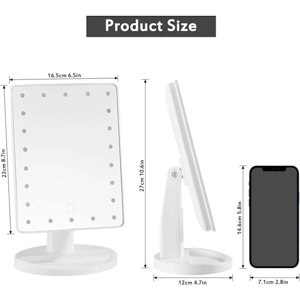 Lighted Mirror, 10X Magnifying LED Makeup Mirror, LED Mirror, USB