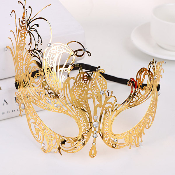 Maskeradmask för kvinnor Metallmask Glänstrass Veneti