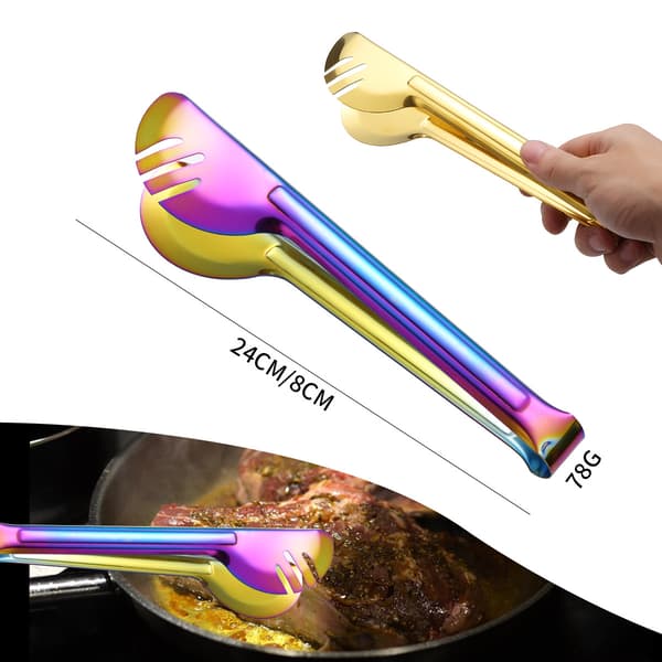 5 Delar Serveringstänger i Rostfritt Stål, 23 cm Matserveringstänger Aptitretare Buffétänger Gaffel för Servering, Matlagning, Sallad