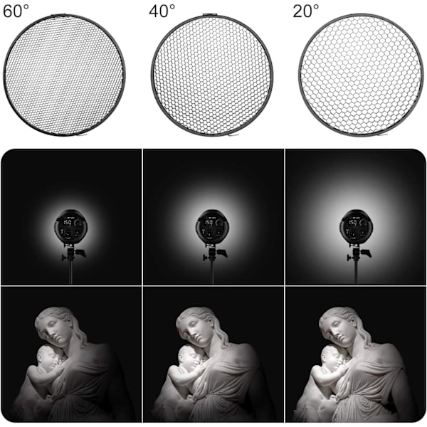 18 cm standard reflektor mjuk diffusor med 20/40/60 graders bikake