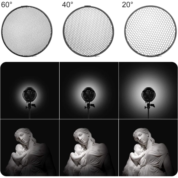18cm Standard Reflektor Soft Diffuser med 20/40/60 Graders Honning