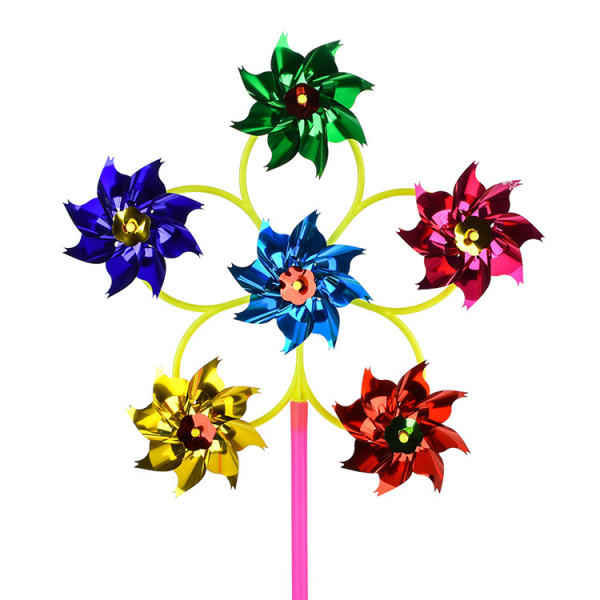 Sæt med 5 plastregnbue-pinwheels, 6-i-1-pinwheel til børn, Ga