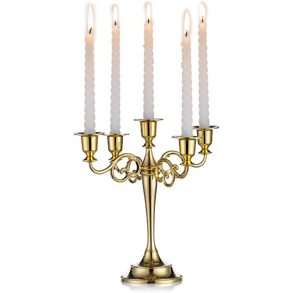 Candelabra Ljusstakar Guld 5 Armar Metall Ljusstakar 27cm