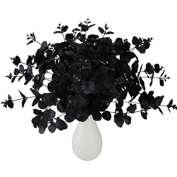 1 Pack Black Fake Flowers Artificial Eucalyptus Stems Bouquet wi