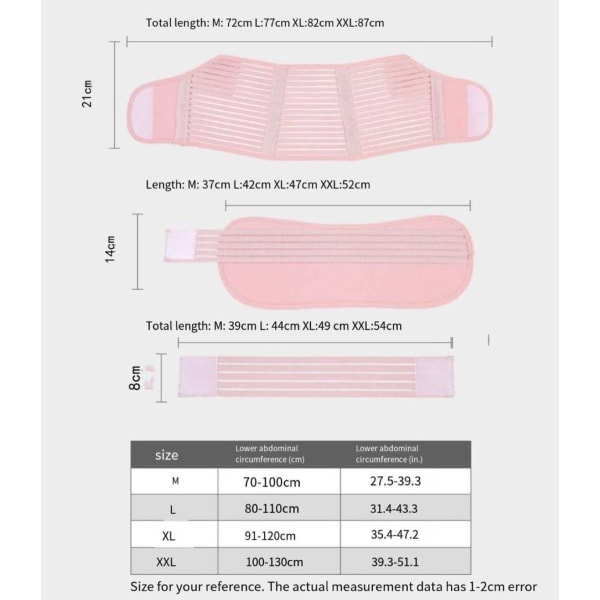 Koko L - Vaaleanpunainen - Raskausvyö - Vatsatuki synnytyksen jälkeen