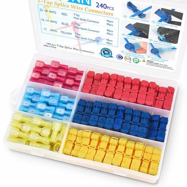 240PCS T-Tap Wire Connectors, Self-Stripping Quick Splice Electr B