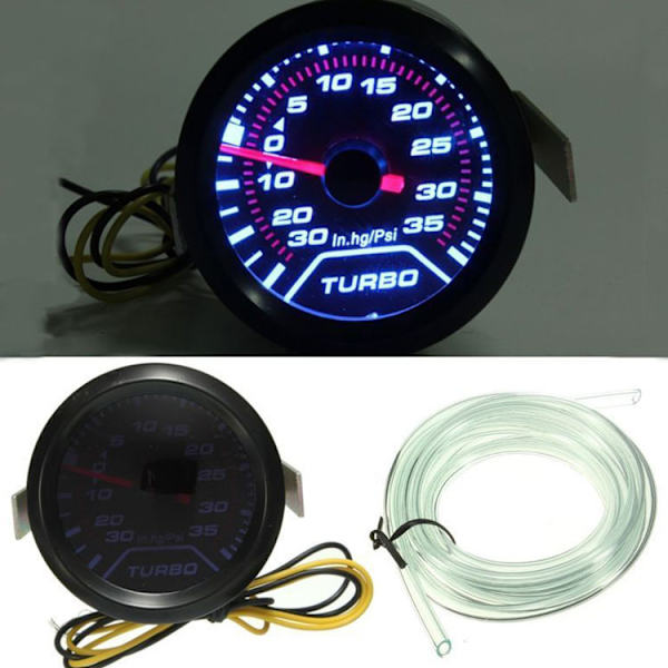 LED Brændstofmåler, 52mm - 12V DC, Universal Bil Brændstofniveau Måler med Brændstofsensor - LED Display, til Bil og Motorcykel, Sort