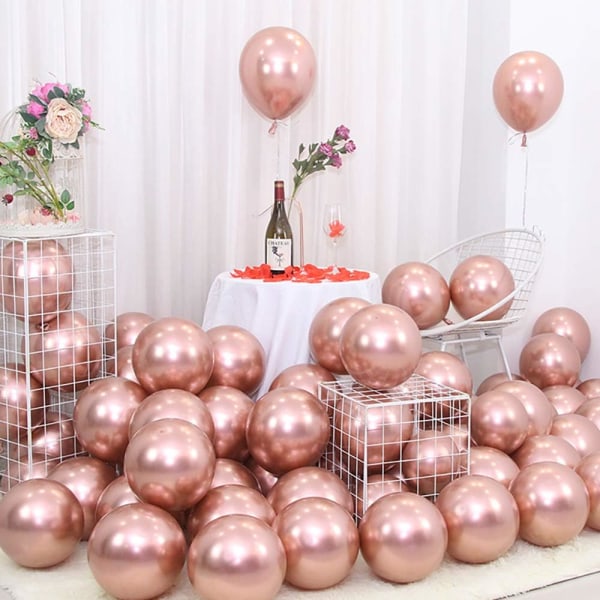 Festa Ballonger 50 st 12 tum Roséguld Metallic Chrome Helium Blanka Latex Tjock Ballong Perfekt Dekoration för Bröllop Födelsedag Baby Shower Graduation Jul Karneval