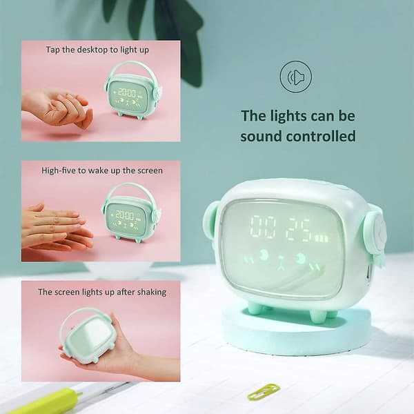 Børnevækkeur, digitalt engelformet ur med LED-display