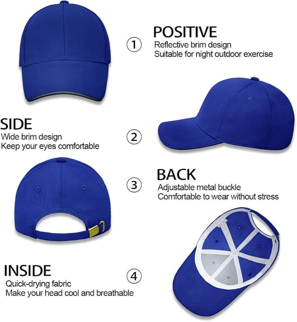 Baseball Cap, Unisex Justerbar Panel Solhat, Golf Caps Sport