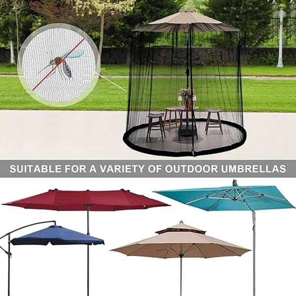 Myggestop til terrasseparasol, diameter 335 cm, højde 240 cm