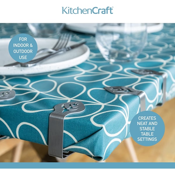Kitchen Craft Sæt med 4 Rustfrit Stål Dug Clips/Dug