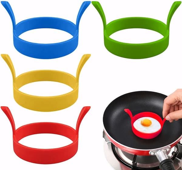 4 stk. stegte ægforme, 8 cm silikone non-stick omeletform