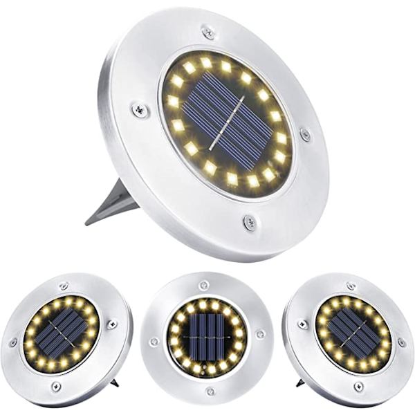 Solcelledrevne udendørslamper, 4 stk. 16 LED varmt hvidt spotlys vandtæt