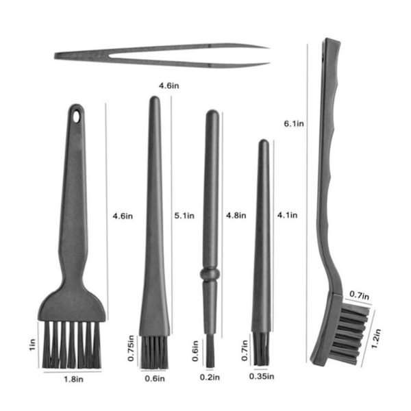 5 x monikokoinen antistaattinen kannettava muoviharja, jossa 1 x antistaattinen muovipinsetti, PC-pölyharja puhdistusharja PC-näppäimistölle