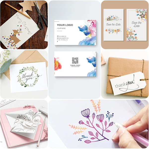 100 Ark A4 Hvid Printer Papir, 250gsm Tykt Hvidt A4 Papir til Udskrivning, Invitationer, Menukort, Bryllupper