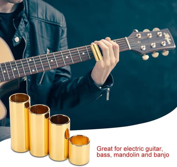 4-pack Gitarr Slides, Elektrisk Gitarr Metall Slides Gitarrsträngar Slides Guld