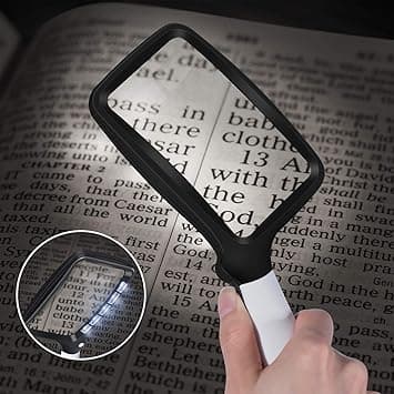 Rektangulært forstørrelsesglas med lysforstørrelse, stort, foldbart