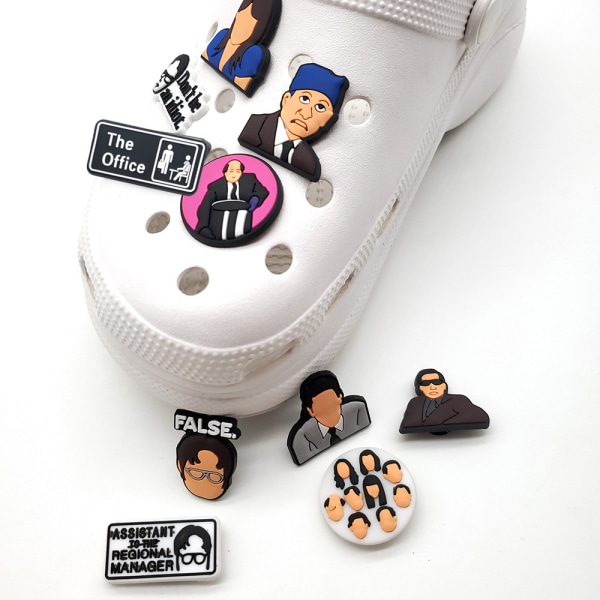10 stykker 3D Clog Sandals Ornament(The Office), Shoe Charms, Søt