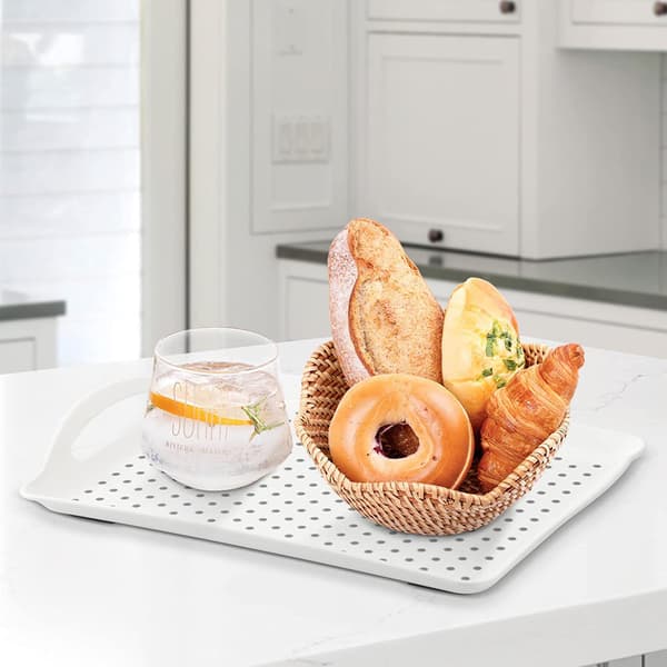 Sæt med 2 store skridsikre serveringsbakker - 32 cm x 4 - Sort + Hvid