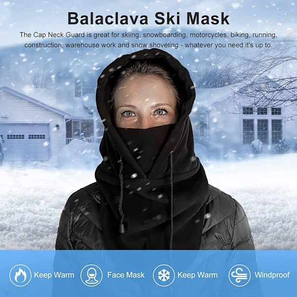 Herre Vinterlue Vinter Vær Ansikt Svart Maske Balaclava Hette Utendørs
