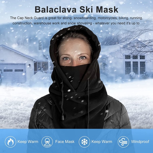 Vinterlue for menn Kaldt vær ansikt Svart maske Balaclava hette Outd