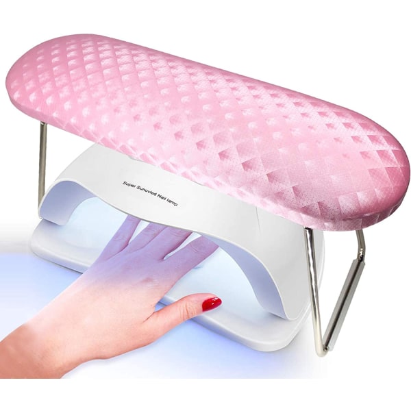 Neglearmlæn i mikrofiberlæder til manicure, håndpude i rustfrit stål