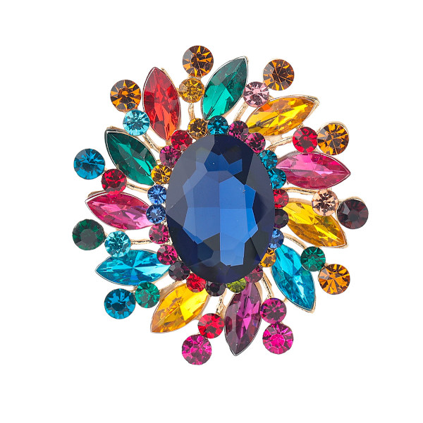 Blomster Rhinestone Statement Brosche Pin Broach Antik Multic