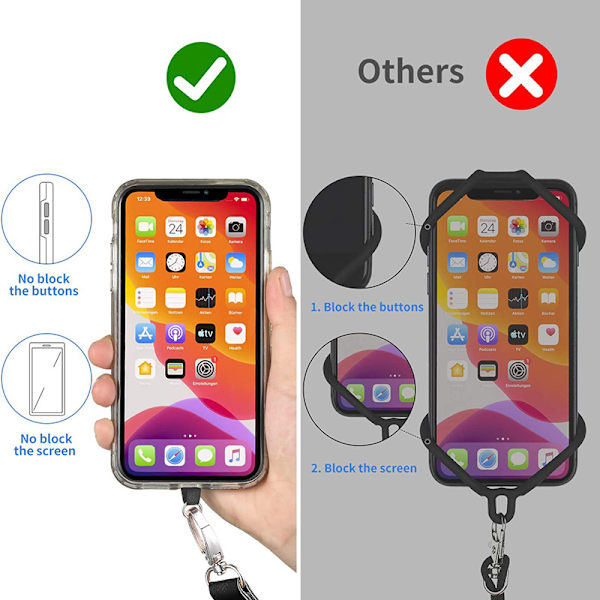 Telefonrem - Telefonhalsrem - Set med 2 telefon-/nyckelremmar för n