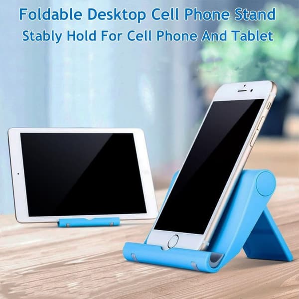 Bordtelefonholder 2-pak, foldbar, universal justerbar tabletholder til skrivebord (blå+pink)