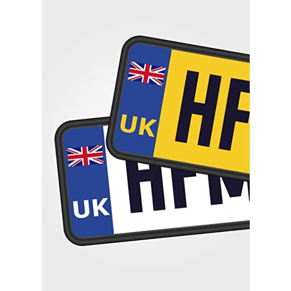 12 UK registreringsskylt klistermärken | Europeiska klistermärken (vit + gul)