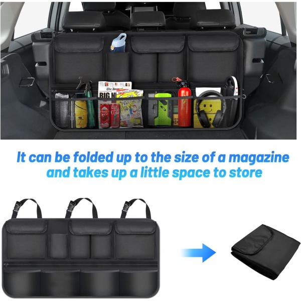 Car Organizer 9 lommer med 3 faste justeringsstropper Bil bagasjerom