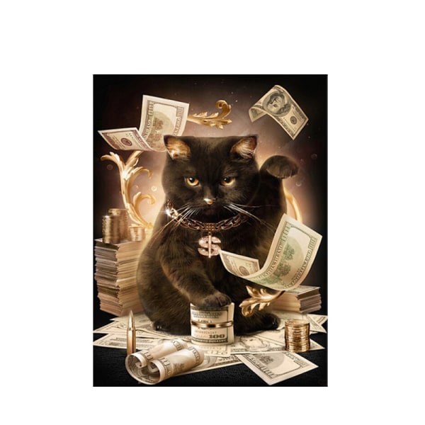 30x40CM Håndlaget 5D Art Diamond Painting - Fortune Cat, egnet