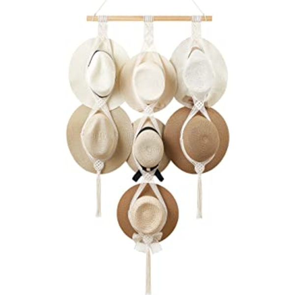 Macrame hattgalgar hattställ för vägg Cowboy hatt hållare display