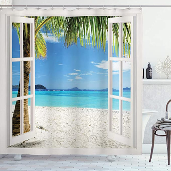 Strand Polyester Bruseforhæng (180*200cm), Palm Beach Tropical