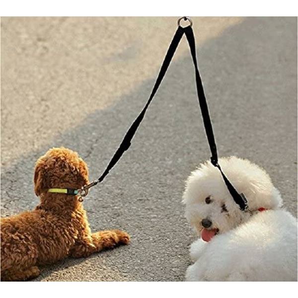 Flokefri hundekobbelkobling, dobbel justerbar splitter for to hunder