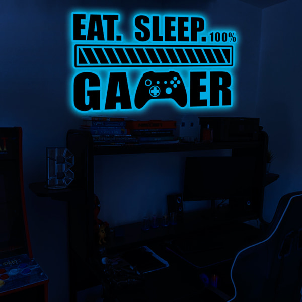 Game Wall Decal Glow in The Dark-Blue-Gamer Boy Wall Stickers Vi