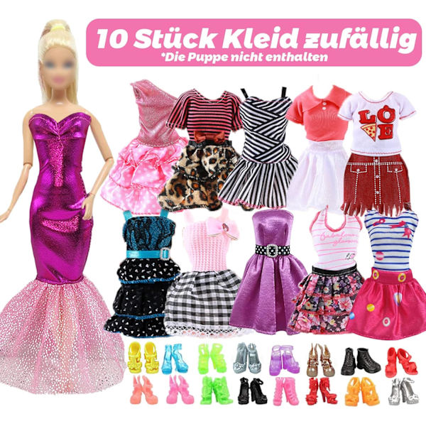 39 kappaletta Barbie-vaatteita, 11 kappaletta vaatteita + 20 kappaletta