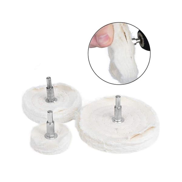 Yuhtech poleringsskive for drill, 7 stk 6mm skaft bomullspolering