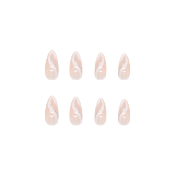 24stk Kiste Fake Nails Franske Korte Fake Nails Rosa Glitter Pre