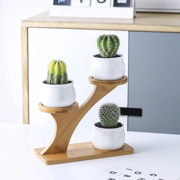 Flera Blomkrukshållare 3 Våningar 3 Krukväxtställ Bambu - 1 styck
