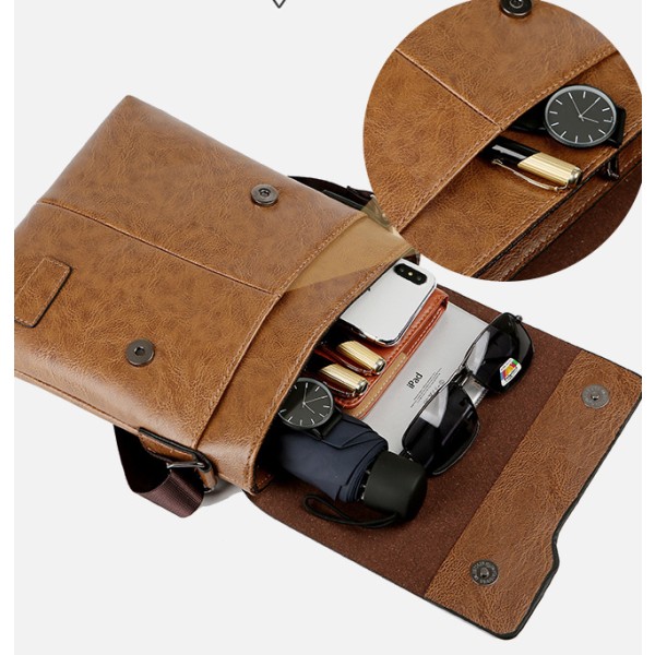 Herraxelväska Modeportfölj i läder handväska ryggsäck