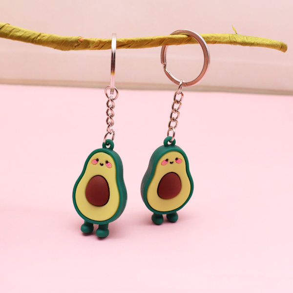 Sæt med 3 nøgleringe i form af avocado, perfekt pasform, grøn