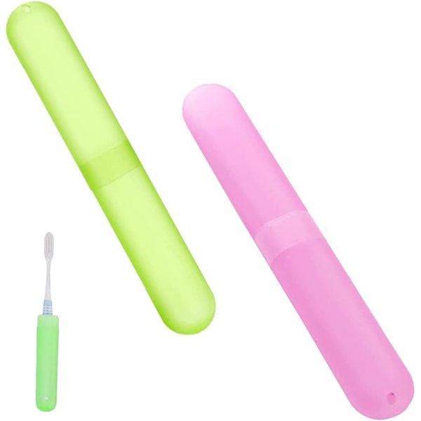 2 st tandborstfodral (rosa + grön), bärbar tandborstfodral, Pro