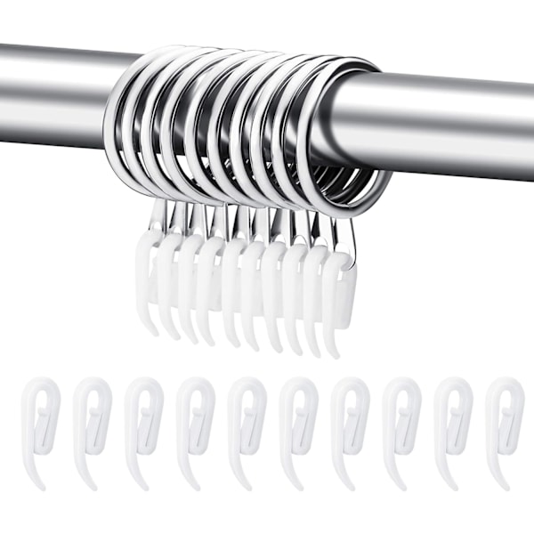 24-pack Metall Gardinringar Draperi Gardin Hängande Ringar med Plast Gardinkrokar (30 mm)
