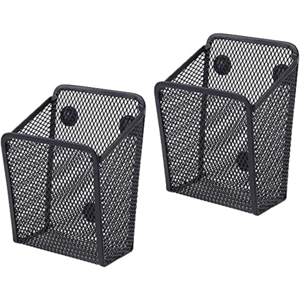 2 stk. firkantet magnetisk mesh penneholder, magnetisk opbevaringskurv