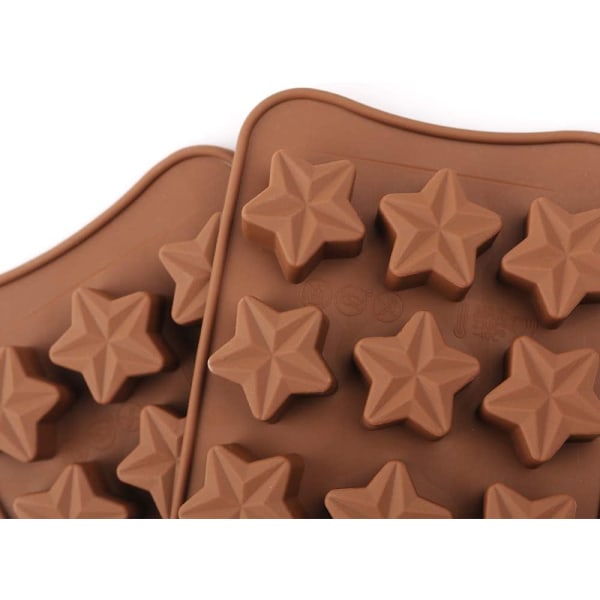 15 hulrom Stjerneformet sjokoladeform, non-stick matkvalitet Sil