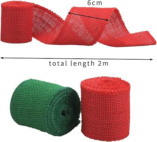 2 ruller juleburlap silkebånd, Heisen burlap jute fab