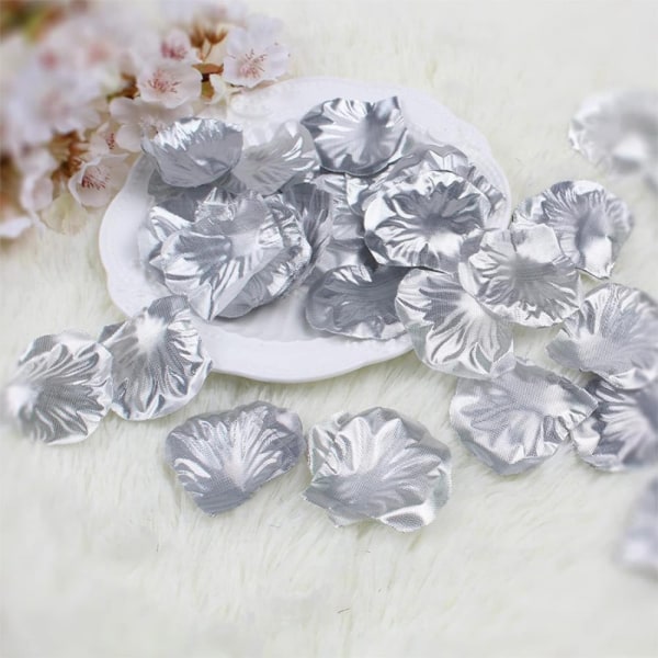 2000 kunstige rosenblade - Sølv, til Valentinsdag ægteskab