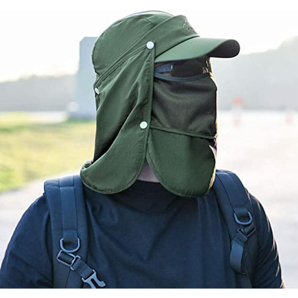 Militärgrön hatt Anti UV solvuxen andningsbar sommar herr bred